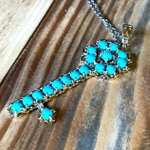 Sleeping Beauty Turquoise Key Pendant
